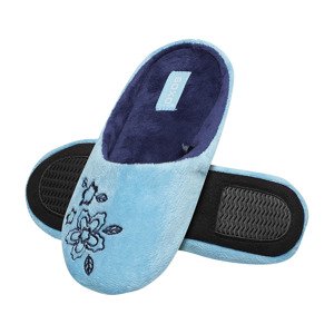 Blue women's slippers with embroidery SOXO with a hard TPR sole