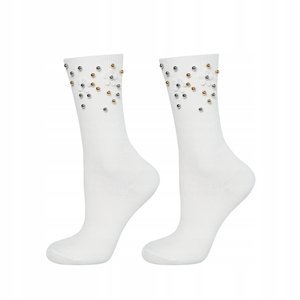 Classic women's socks SOXO with pearls elegant cotton