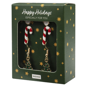 Earrings SOXO | set of Christmas tree earrings | Snowman | Christmas canes | gift idea for her | Christmas
