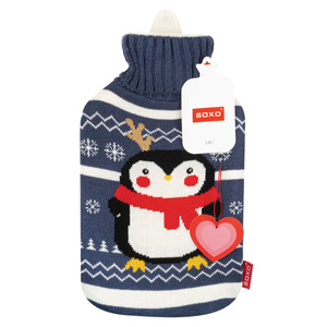 Hot water bottle Soxo penguin in sweater funny gift Santa Claus | Christmas
