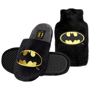 Men's SOXO BATMAN DC Comics slippers and a BATMAN hot water bottle | gift idea 