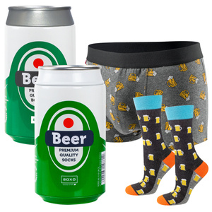 Men's canned beer boxers and men's canned socks SOXO | funny gift for a man