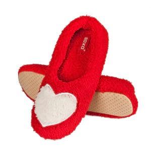 Red SOXO women's ballerina slippers with a heart
