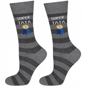SOXO Men's occassional socks with Polish inscription Super Tata
