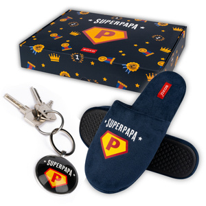 SOXO Super Papa men's slippers and key ring