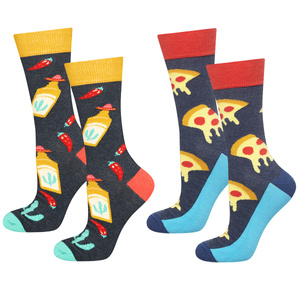 Set of 2x Colorful SOXO GOOD STUFF men's socks funny gift Pizza