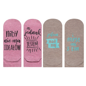 Set of 2x Colorful SOXO women's socks with Polish inscriptions 