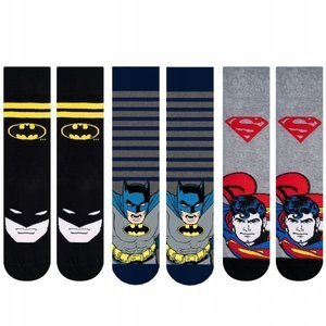 Set of 3x Colorful SOXO GOOD STUFF Batman and Superman DC Comics socks