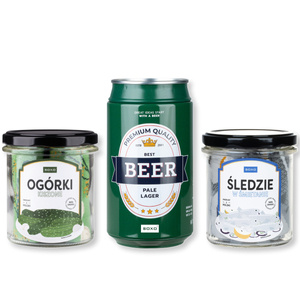 Set of 3x Men's Socks SOXO | Boy's Day | Herrings and pickled cucumbers in a jar | Pale Lager beer in a can | as a gift for Him