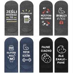 Set of 4x SOXO men's socks with funny polish inscriptions