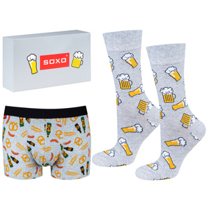 Set of men's colorful SOXO socks and men's boxer shorts
