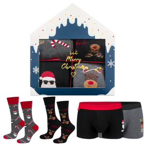 Soxo men's gift set | 2x Christmas Socks | 2x Christmas boxer shorts | gift for Santa Claus | for him | Fun set