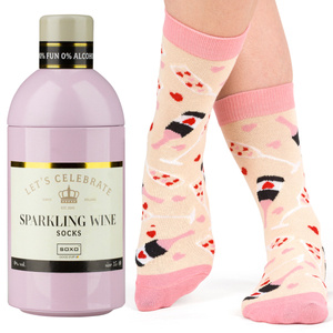 Women's SOXO GOOD STUFF socks with Sparkling Wine  in a bottle
