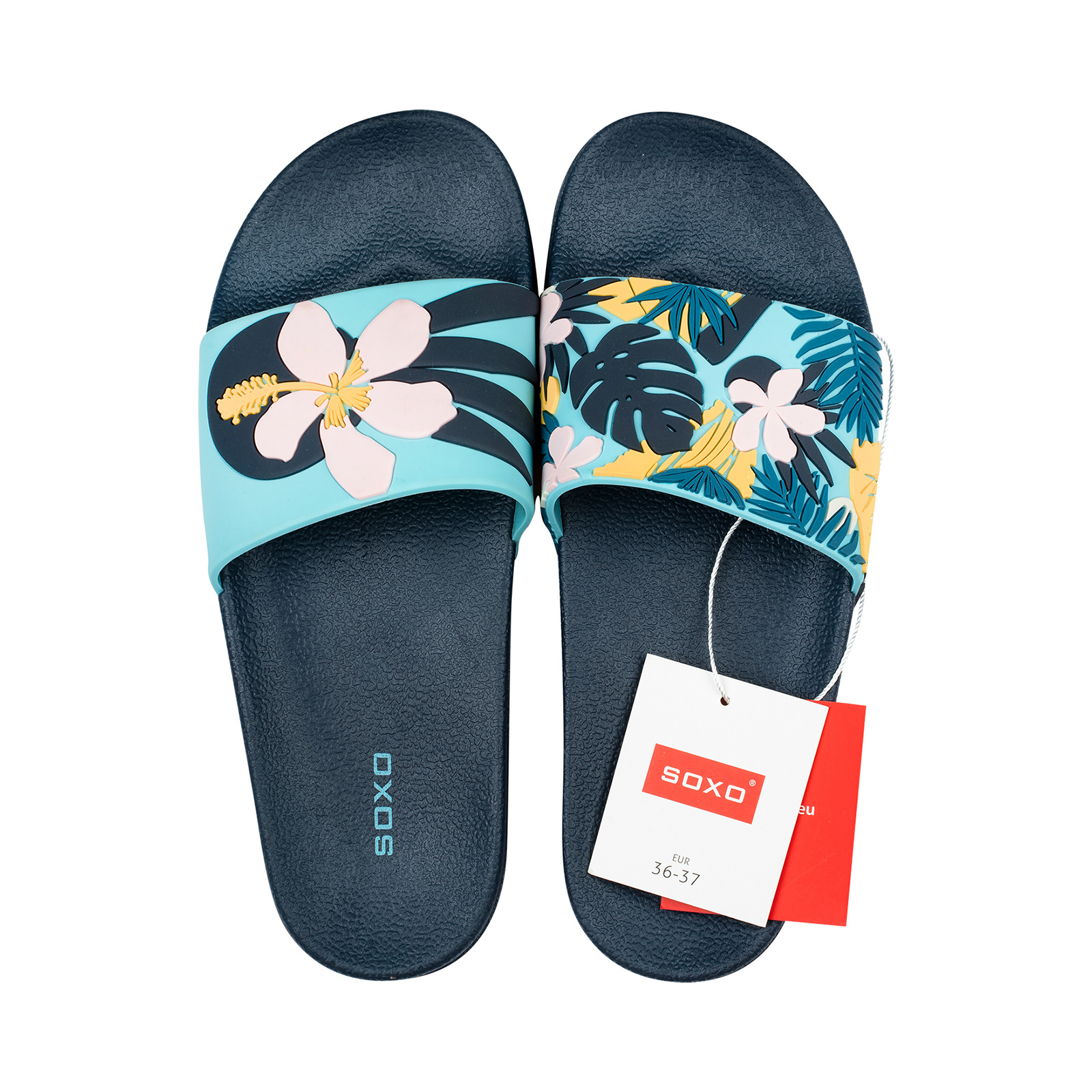 Comfort Women's and Men's Beach Flip-flops SOXO in flowers, Perfect for  Beach Holidays and Swimming Pool, Rubber - price