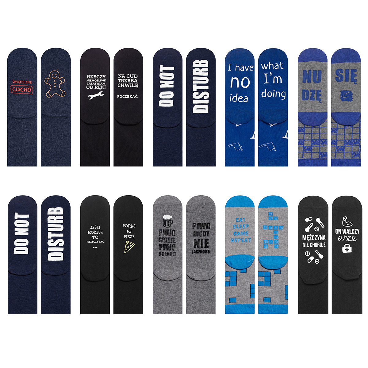 Set of 4x SOXO long men's socks with funny polish inscriptions - price
