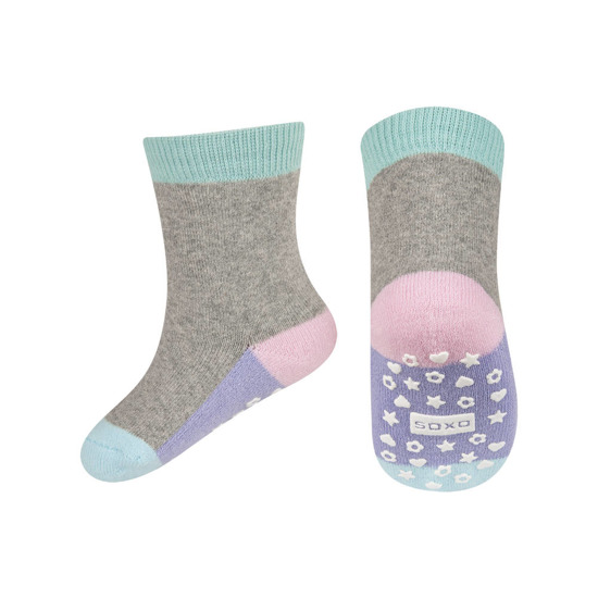 Baby terry socks SOXO with colorful sole with ABS