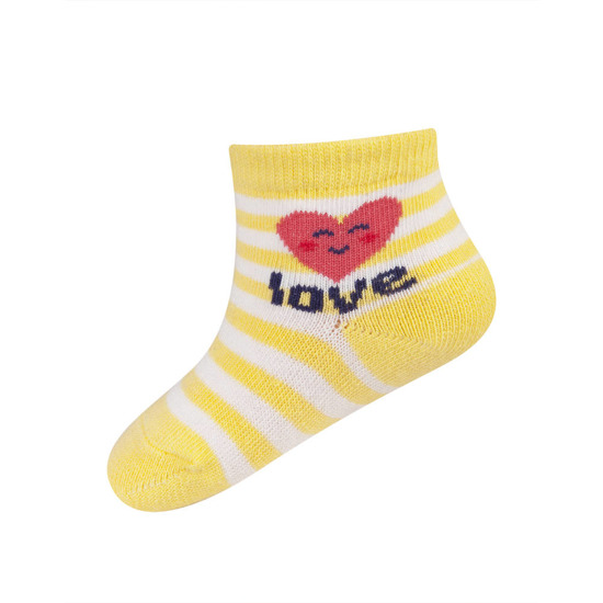 Colorful SOXO baby socks with an inscription