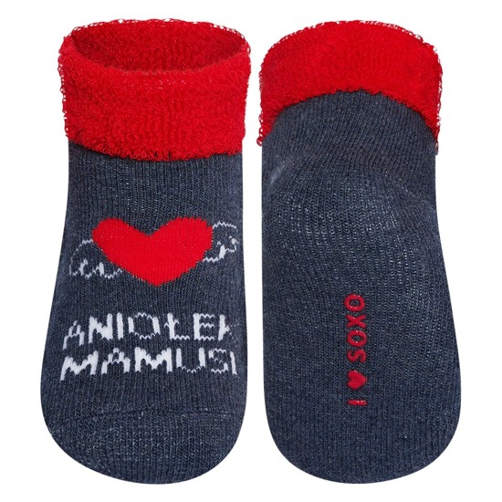 Colorful SOXO baby socks with heart inscriptions