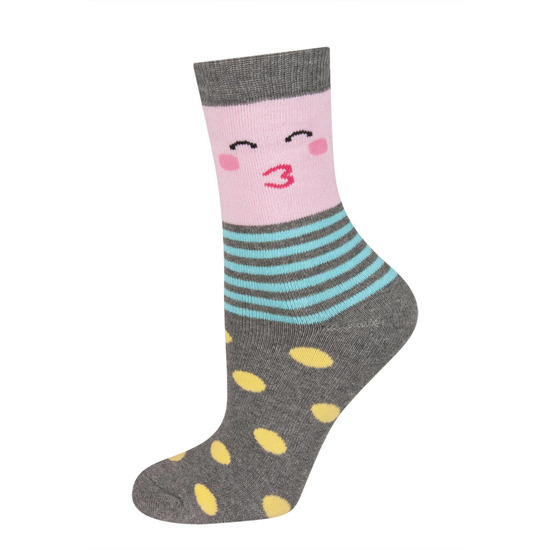 Colorful SOXO children's socks, happy faces, warm terry cloth