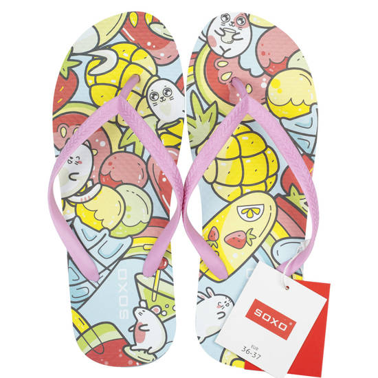 Comfort Women's and Men's Beach Flip-flops SOXO | Happy and colorful fruit | Perfect for Beach Holidays and Swimming Pool