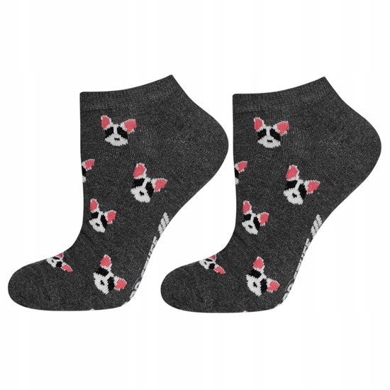 Dark SOXO GOOD STUFF women's socks cotton bulldogs