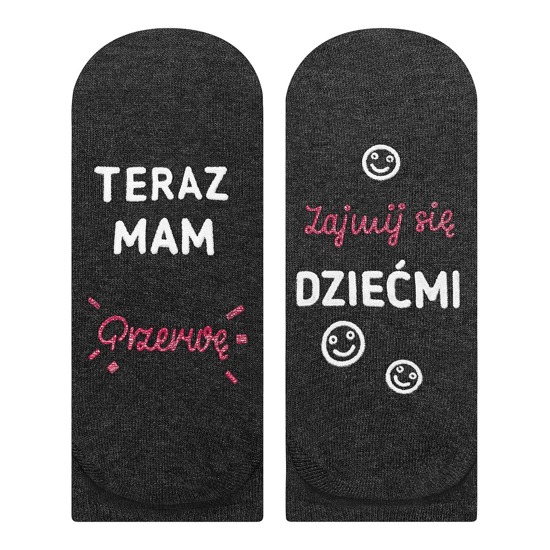 Dark women's SOXO socks with Polish inscriptions for a funny gift