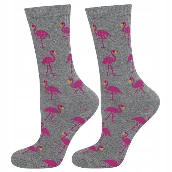 Funny women's half terry socks SOXO 'Flamingos'