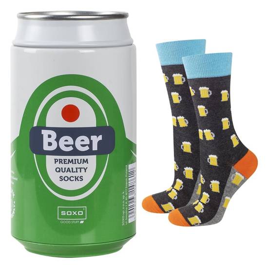 Gift for Dad: 1x Men's Socks Colorful SOXO Beer and 1x Men's Socks with the inscription "Super Tata"