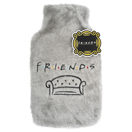 Gray hot water bottle SOXO heater in a plush cover FRIENDS gift idea BIG 1.8l