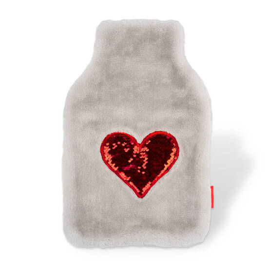 Hot water bottle heart SOXO gray 1.8 L