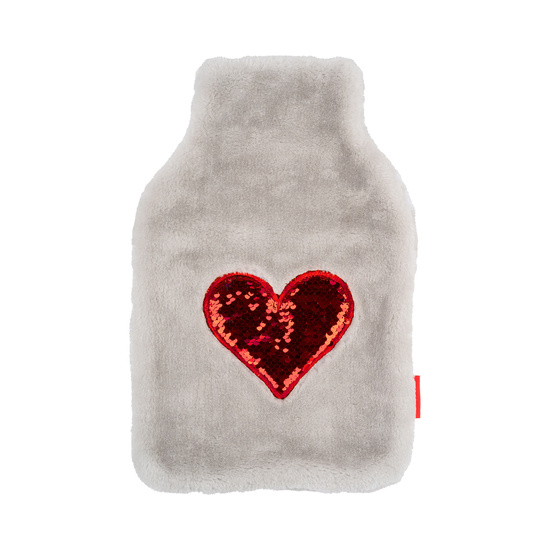 Hot water bottle heart SOXO gray 1.8 L