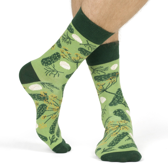 Men's | Women's colorful SOXO GOOD STUFF pickled cucumbers in a jar funny cotton socks for Him | for Her Unisex
