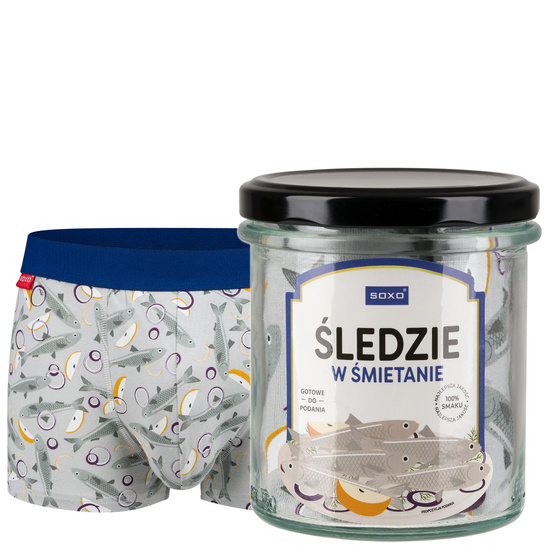 Men's boxers Herring in the SOXO jar - a funny gift for a boy