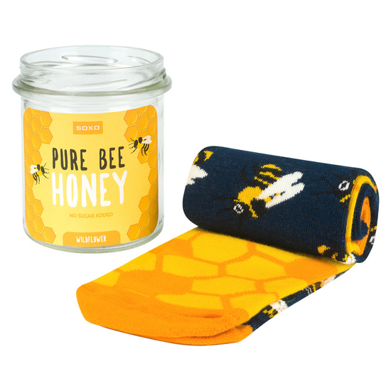 Men's colorful SOXO GOOD STUFF socks Pure bee Honey in a jar