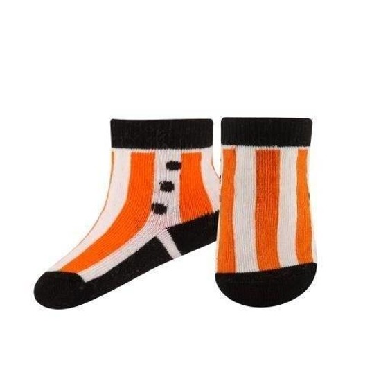 Orange baby socks SOXO sneakers with stripes