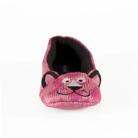 Pink SOXO ballerina slippers, knitted with a soft sole