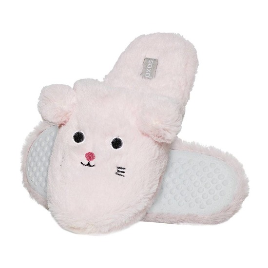 Pink SOXO mouse slippers with a hard TPR sole