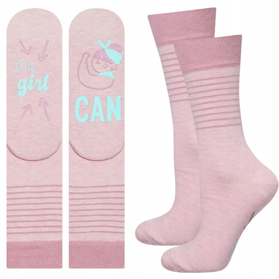 Pink long women's SOXO socks with Polish inscriptions funny gift