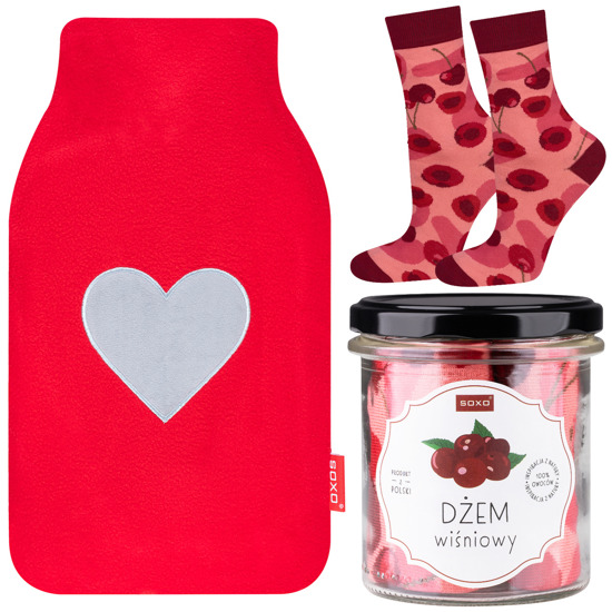 Red hot water bottle and socks SOXO Valentine's day