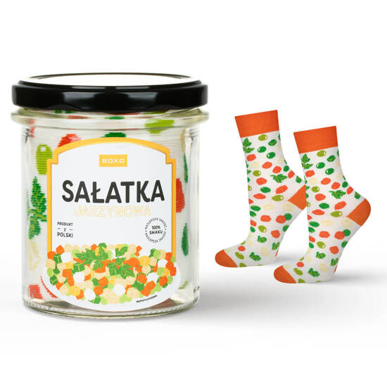 SOXO GOOD STUFF women's socks vegetable salad in a jar