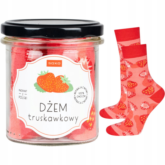 SOXO GOOD STUFF women's socks with strawberry jam in a jar
