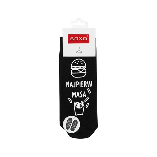 SOXO Men's socks with text "najpierw masa, potem rzeźba"