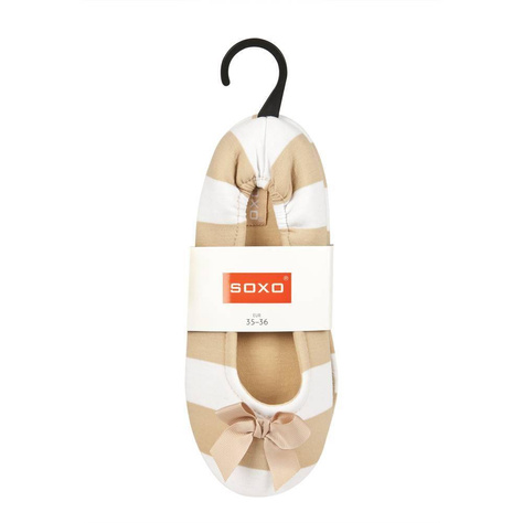 SOXO stripped ballerina slippers with bow