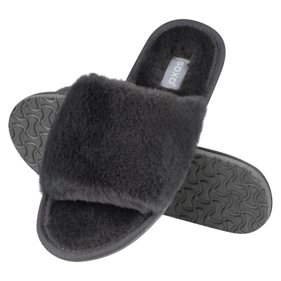 SOXO women's soft graphite slippers in gift box with stickers