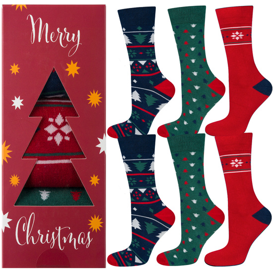 Set 3x Colorful men's socks SOXO GOOD STUFF merry Christmas gift cotton socks