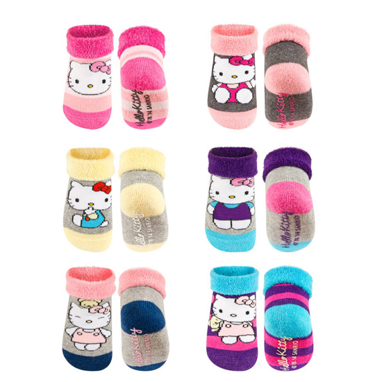 Set 6x Colorful SOXO Hello Kitty baby socks with ABS
