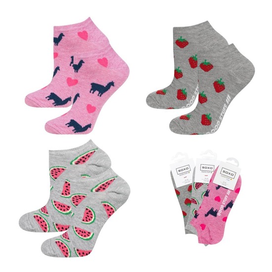 Set of 3x Colorful SOXO cotton women's socks for a gift