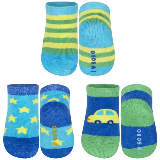 Set of 3x SOXO baby socks terry cloth