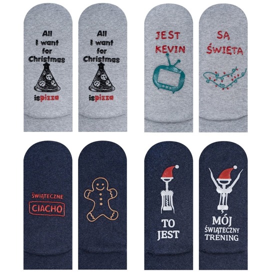 Set of 4x SOXO long men's socks with funny polish inscriptions