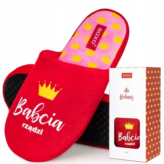 Slippers for Grandma SOXO in a gift box with Polish inscriptions